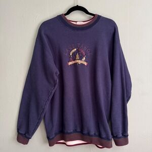 Vintage Cotton Creek Lake Tahoe Embroidered Sweatshirt Navy Blue Large USA Made